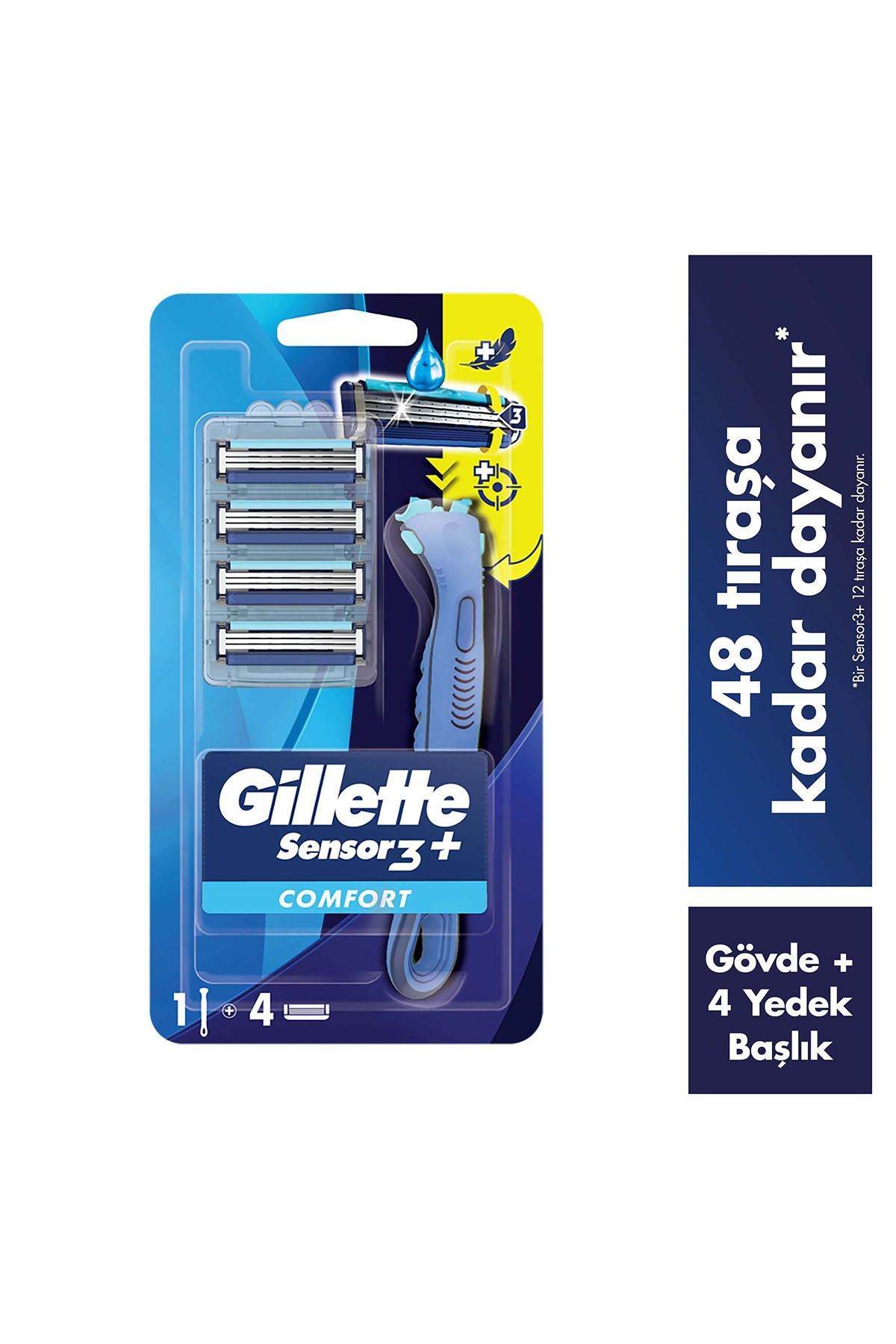 Gillette Sensor3 Plus Tıraş Makinesi + 4 Adet Yedek Tıraş
Bıçağı