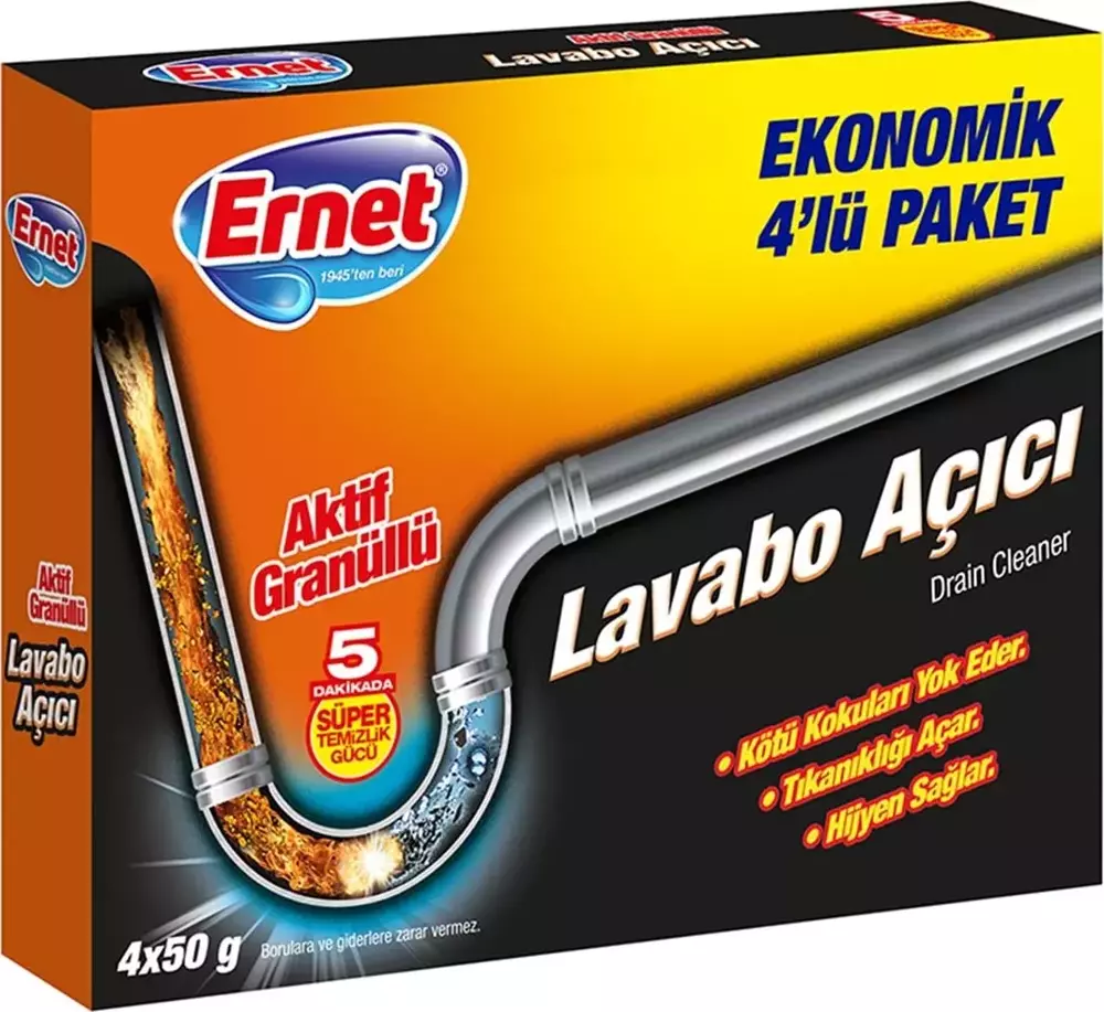 Ernet 4x50 gr Granül Lavabo Açıcı