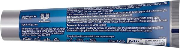 Signal Whıte System Arındırıcı Beyazlık Aktif Karbon 75 ml Diş Macunu