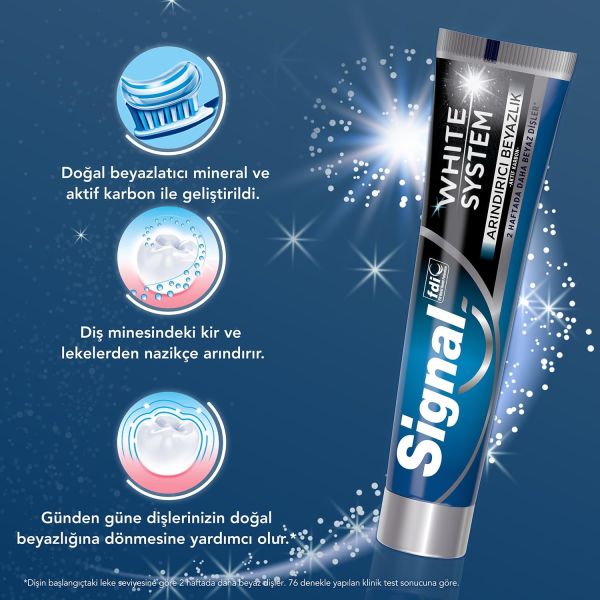 Signal Whıte System Arındırıcı Beyazlık Aktif Karbon 75 ml Diş Macunu