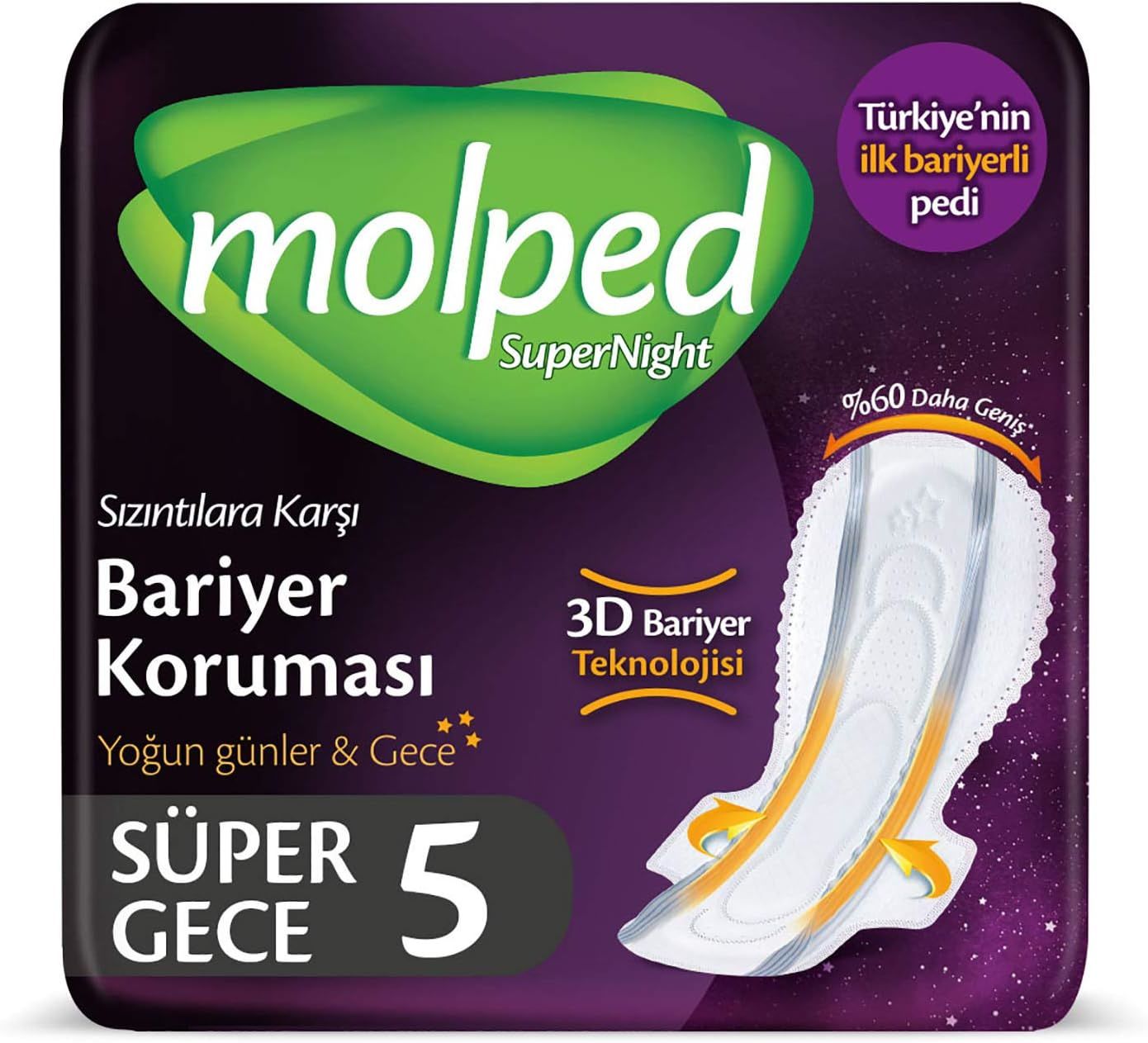 Molped Supernight Gece 5'li Hijyenik Ped
