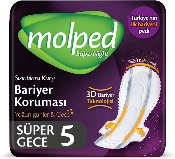 Molped Supernight Gece 5'li Hijyenik Ped