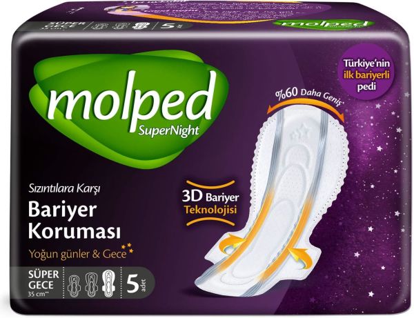 Molped Supernight Gece 5'li Hijyenik Ped