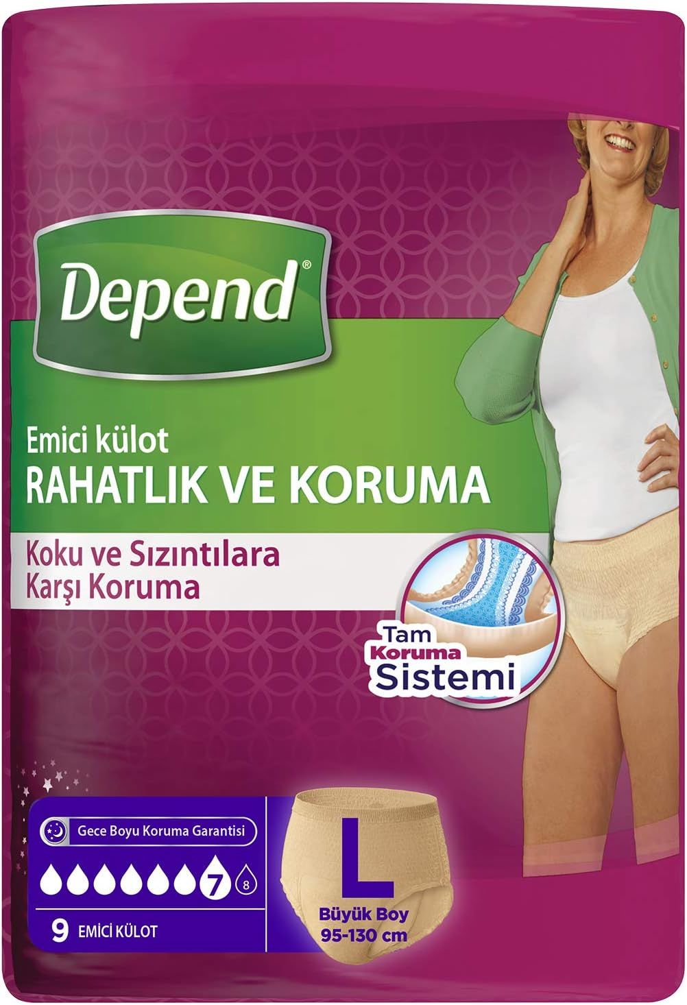 Depend Emici Külot Kadın Büyük Boy 9 lu