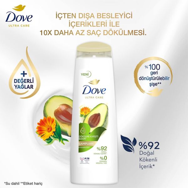 Dove Ultra Care Dökülme Karşıtı Bakım Avokado Özü 400 ml Saç Bakım Şampuanı