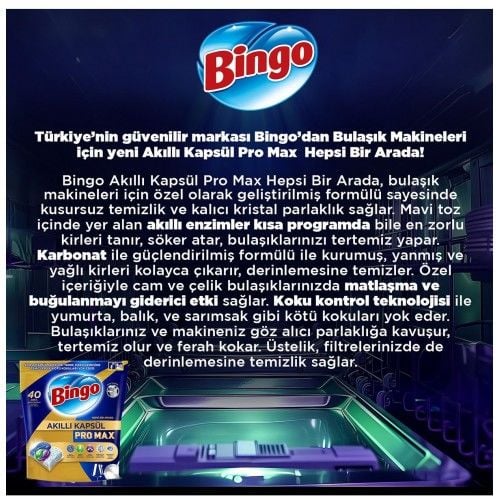 Bingo Pro Max Bulaşık Makinesi Kapsülü 40'lı