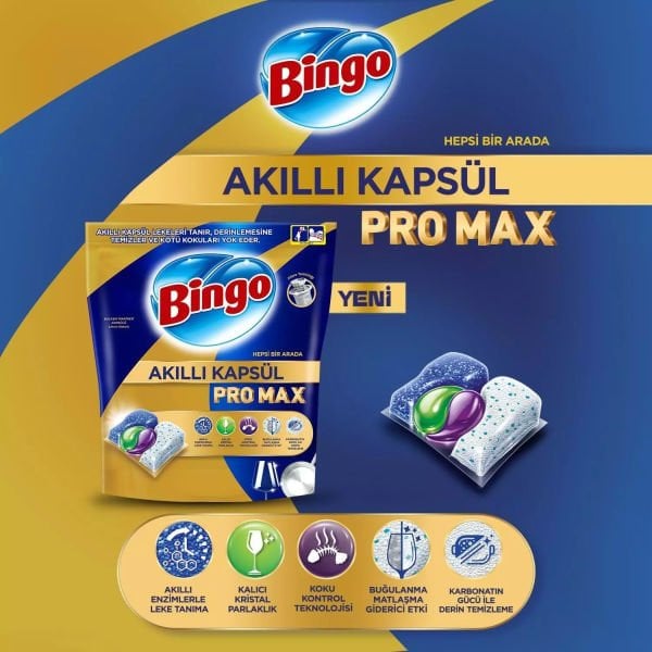 Bingo Akıllı Kapsül Pro Max Bulaşık Makinesi Tableti 60 Adet