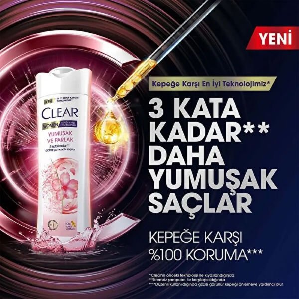 Clear Women 350 ml Yumuşak Parlak Kiraz Çiçeği Esansı&Keratin Kepeğe Karşı Etkili Şampuan