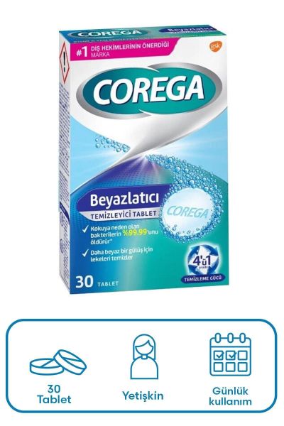 Corega Temizleyici 30 Tablet Diş Beyazlatıcı