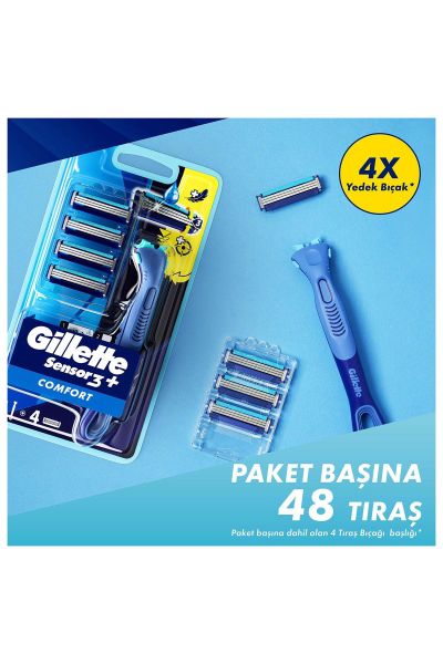 Gillette Sensor3 Plus Tıraş Makinesi  + 4 Adet Yedek Tıraş
Bıçağı